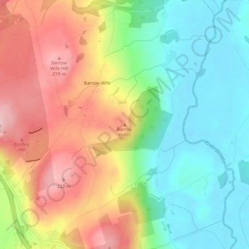 Mapa topográfico Barrow Hollin, altitude, relevo