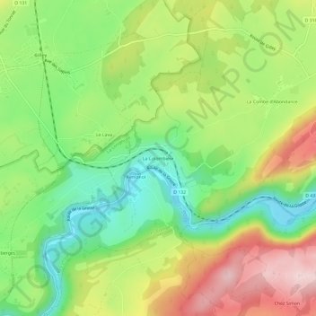 Mapa topográfico La Colombière, altitude, relevo