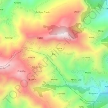 Mapa topográfico Tipri, altitude, relevo