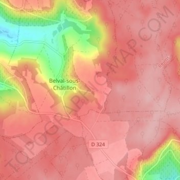 Mapa topográfico La Poterne, altitude, relevo