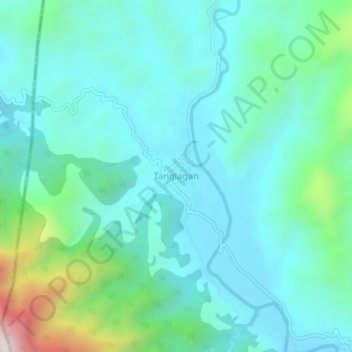 Mapa topográfico Tanglagan, altitude, relevo