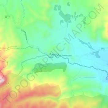 Mapa topográfico Ongamira, altitude, relevo