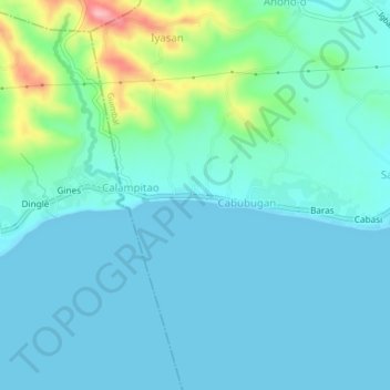Mapa topográfico Nalundan, altitude, relevo