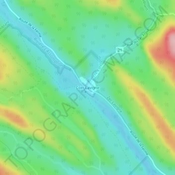 Mapa topográfico Coin-Lavigne, altitude, relevo