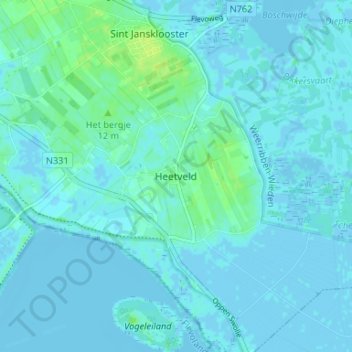 Mapa topográfico Heetveld, altitude, relevo