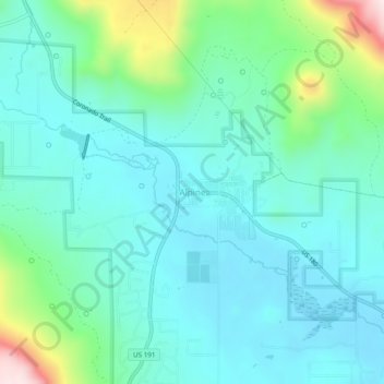 Mapa topográfico Alpine, altitude, relevo
