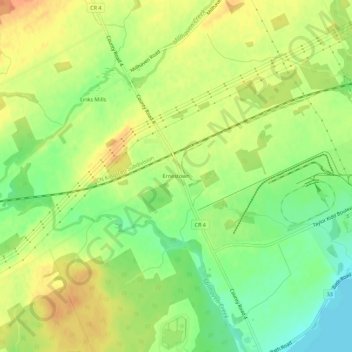 Mapa topográfico Ernestown, altitude, relevo