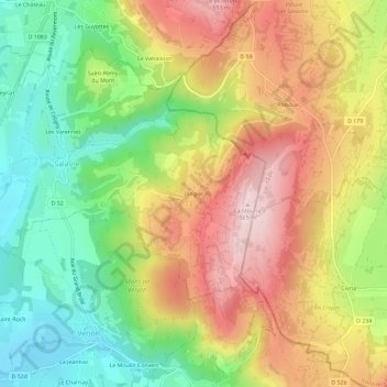 Mapa topográfico Dingier, altitude, relevo