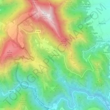 Mapa topográfico Montelago, altitude, relevo