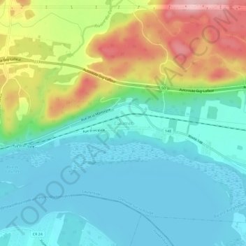 Mapa topográfico Calumet, altitude, relevo