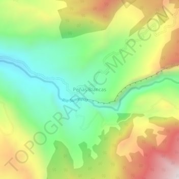 Mapa topográfico Peñas Blancas, altitude, relevo