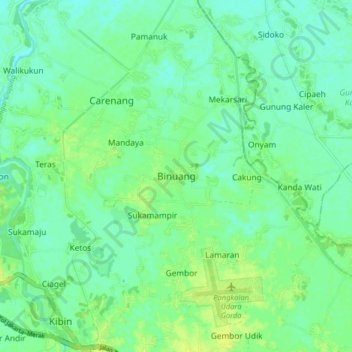 Mapa topográfico Binuang, altitude, relevo
