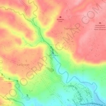 Mapa topográfico Cambugahay Falls, altitude, relevo