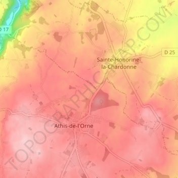 Mapa topográfico La Bunodière, altitude, relevo