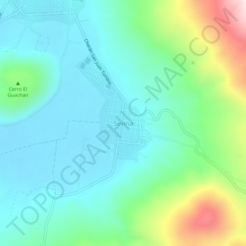 Mapa topográfico Sevina, altitude, relevo