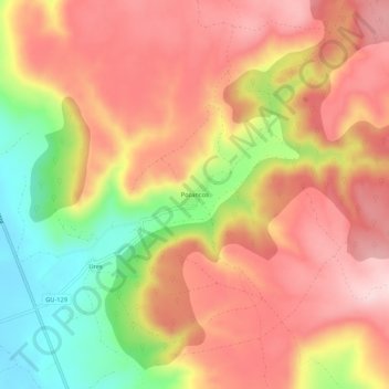 Mapa topográfico Pozancos, altitude, relevo