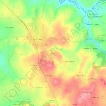 Mapa topográfico La Seorie, altitude, relevo