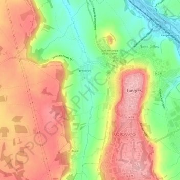Mapa topográfico Le Murot, altitude, relevo
