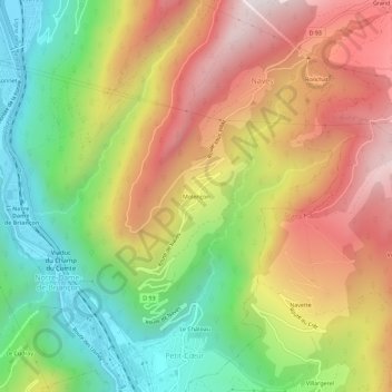 Mapa topográfico Molençon, altitude, relevo