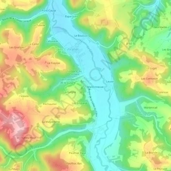 Mapa topográfico Le Coudert, altitude, relevo