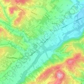 Mapa topográfico Gallo, altitude, relevo