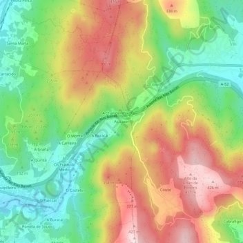 Mapa topográfico As Laxes, altitude, relevo