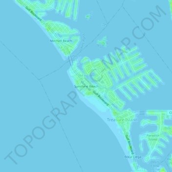 Mapa topográfico Sunshine Beach, altitude, relevo