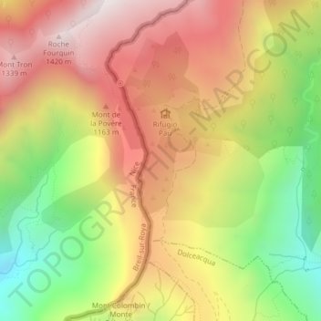 Mapa topográfico Lanzo, altitude, relevo