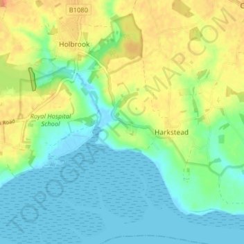 Mapa topográfico Lower Holbrook, altitude, relevo