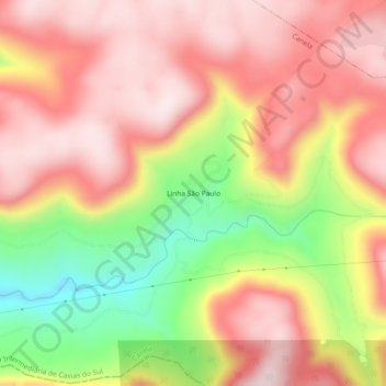 Mapa topográfico Linha São Paulo, altitude, relevo