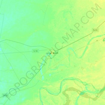 Mapa topográfico Kandhkot, altitude, relevo