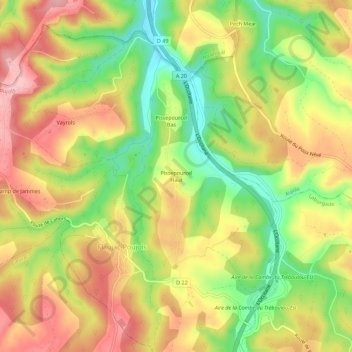 Mapa topográfico Pissepourcel Haut, altitude, relevo