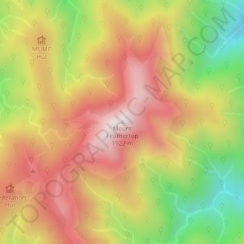 Mapa topográfico Mount Feathertop, altitude, relevo