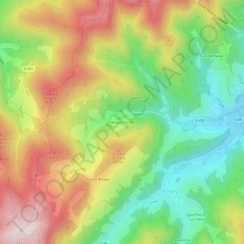Mapa topográfico Hergauchamps, altitude, relevo