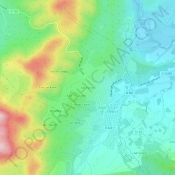 Mapa topográfico Les Parras, altitude, relevo