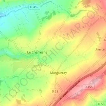 Mapa topográfico Le Chefresne, altitude, relevo