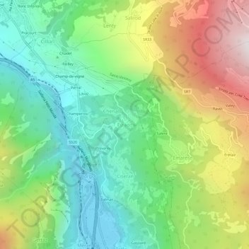 Mapa topográfico Estaod, altitude, relevo