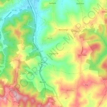 Mapa topográfico Case Sparse, altitude, relevo