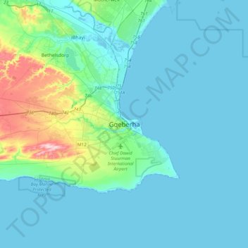 Mapa topográfico Porto Elizabeth, altitude, relevo
