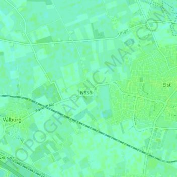 Mapa topográfico Lijnden, altitude, relevo