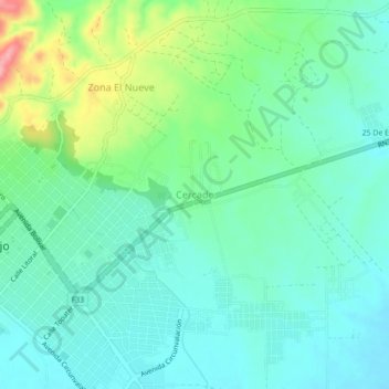 Mapa topográfico Cercado, altitude, relevo