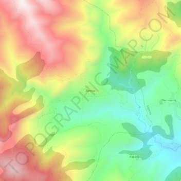 Mapa topográfico Betesa, altitude, relevo