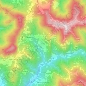 Mapa topográfico Nenno, altitude, relevo
