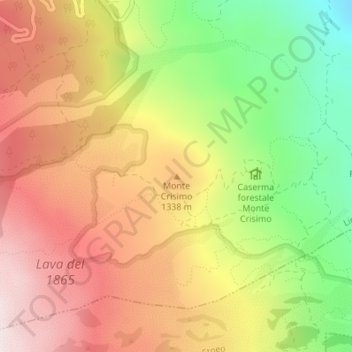 Mapa topográfico Monte Crisimo, altitude, relevo