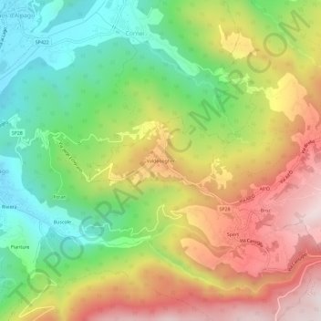 Mapa topográfico Valdenogher, altitude, relevo