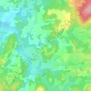 Mapa topográfico Chantot, altitude, relevo