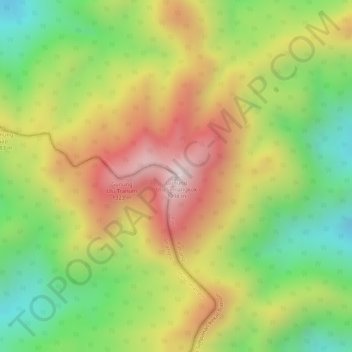 Mapa topográfico Gunung Ulu Semangkok, altitude, relevo
