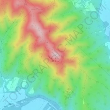 Mapa topográfico Sant Grau, altitude, relevo