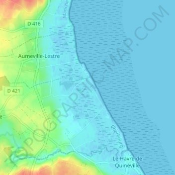 Mapa topográfico La Dune, altitude, relevo