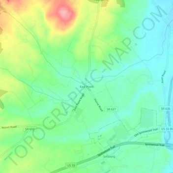 Mapa topográfico East Point, altitude, relevo